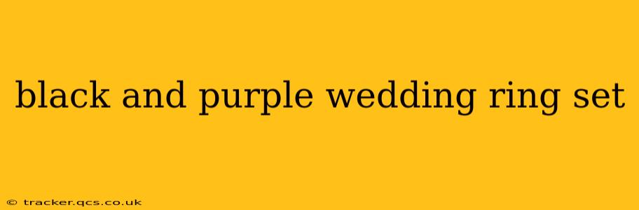 black and purple wedding ring set
