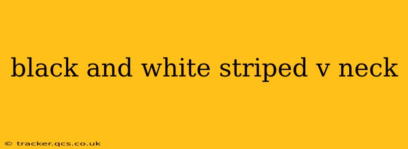 black and white striped v neck