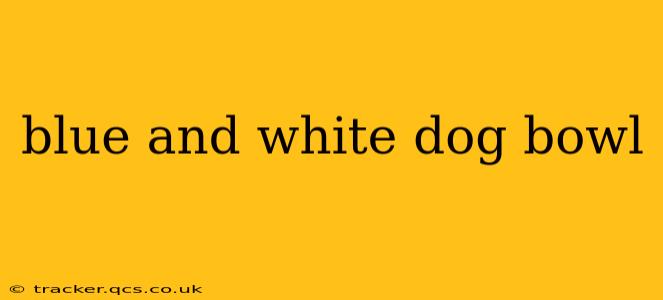 blue and white dog bowl