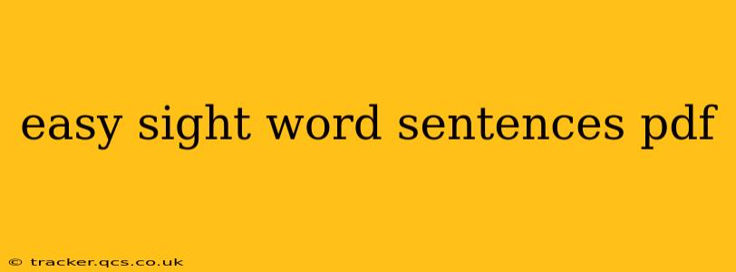 easy sight word sentences pdf