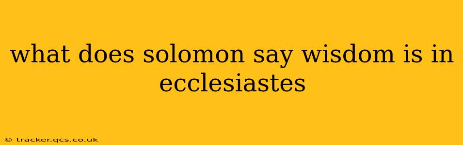 what does solomon say wisdom is in ecclesiastes